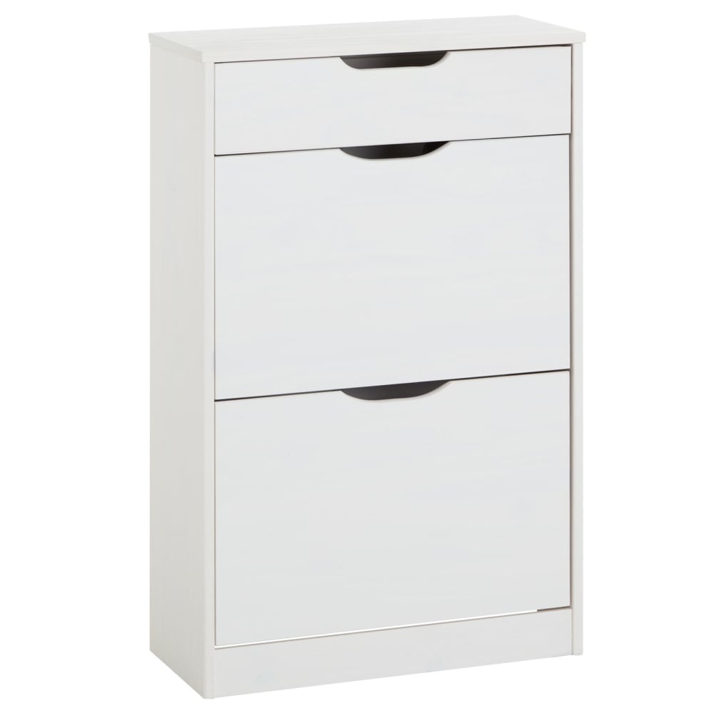IDIMEX Schuhschrank mit 1 Schublade und 2 Kipper weiß aus Kiefer, weiß style landhaus - Holz