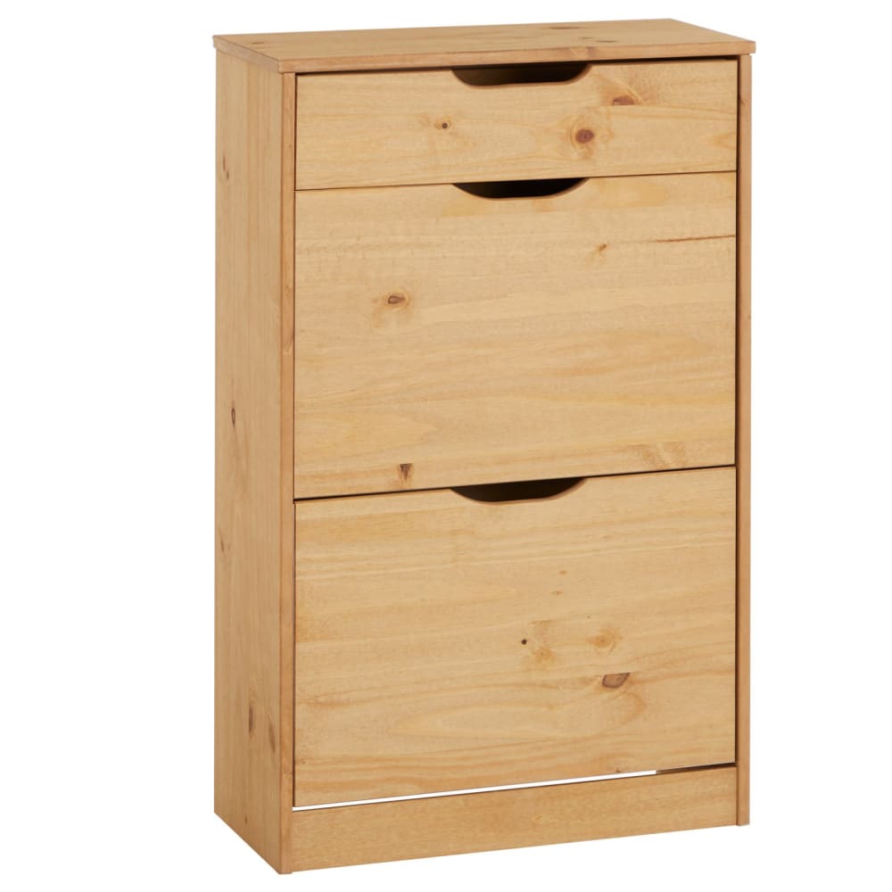 IDIMEX Schuhschrank mit 1 Schublade und 2 Kipper aus Kiefer, braun style landhaus - Holz
