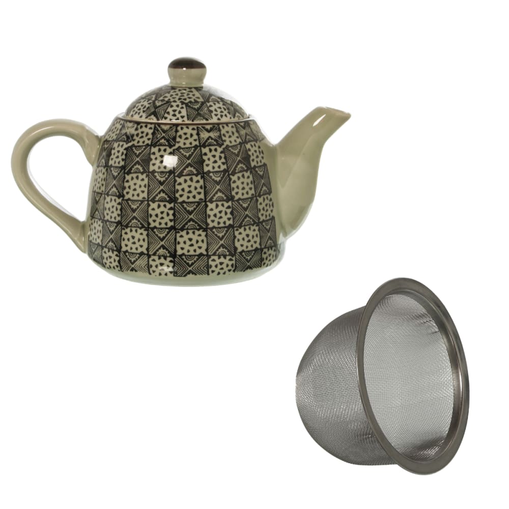 Théière en céramique grise avec son infuseur en acier 0.7 L - Maisons du Monde