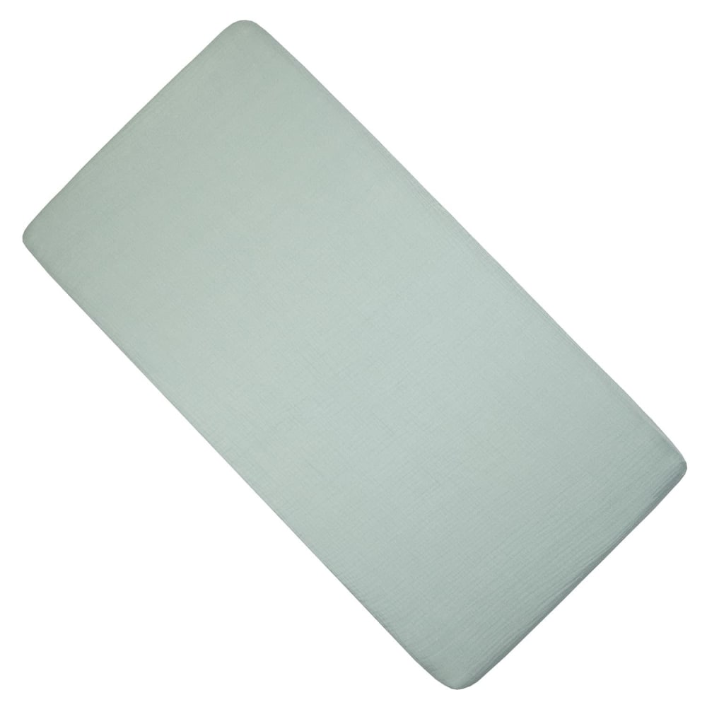Drap housse berceau bébé gaze de coton vert de gris 40x80 cm Drap housse berceau bébé gaze de coton vert de gris 40x80 cm