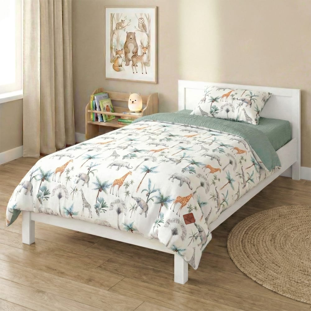 Parure de lit bébé réversible gaze de coton vert 100x140 cm - Maisons du Monde