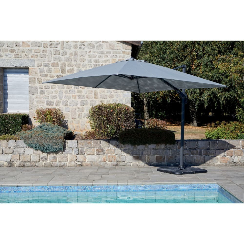 Parasol déporté inclinable carré cadix gris l. 300 x l. 300 cm