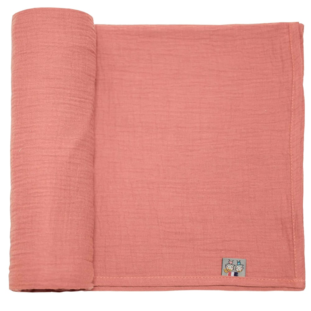Maxi lange bébé en gaze de coton terracotta 120x120 cm Maxi lange bébé en gaze de coton terracotta 120x120 cm