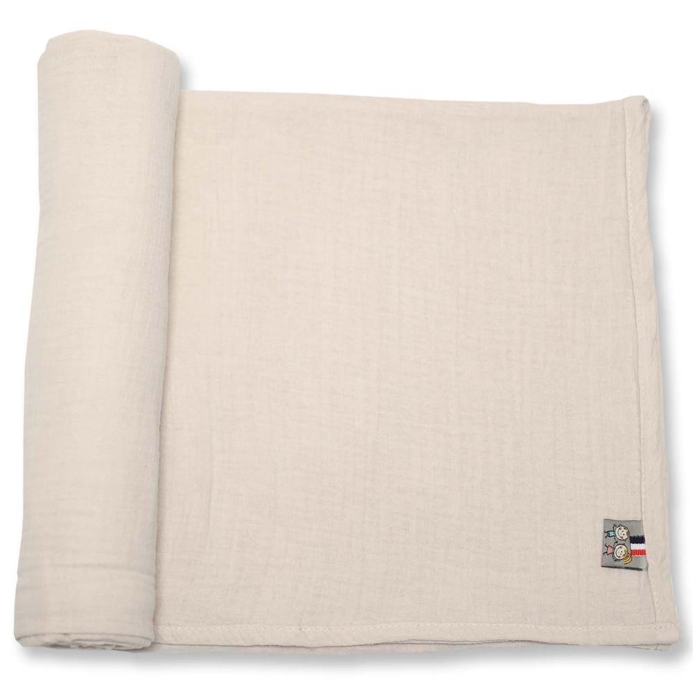 Maxi lange bébé en gaze de coton beige 120x120 cm Maxi lange bébé en gaze de coton beige 120x120 cm