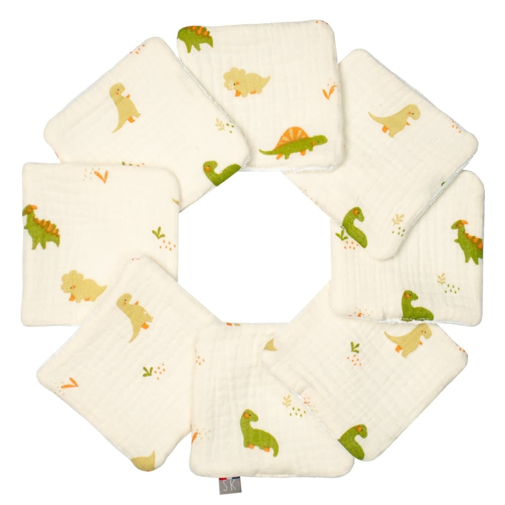 Sevira Kids Waschbare babytücher 8 stück dino ecru style exotic BEIGE BAUMWOLLE Baby