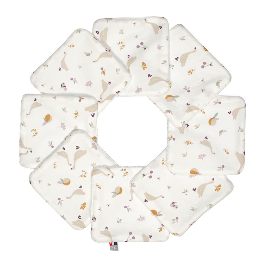 Lot de 8 lingettes lavables en bambou e coton beige 10x10 cm (Sevira Kids) - Image 1