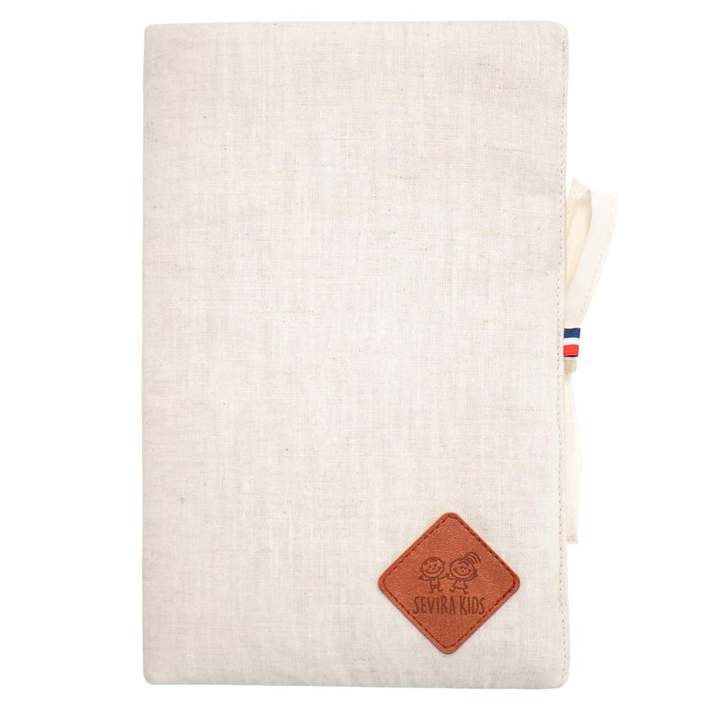 Sevira Kids Protège carnet de santé bébé en lin beige 17x23 cm Beige Lin - 17x2x23cm