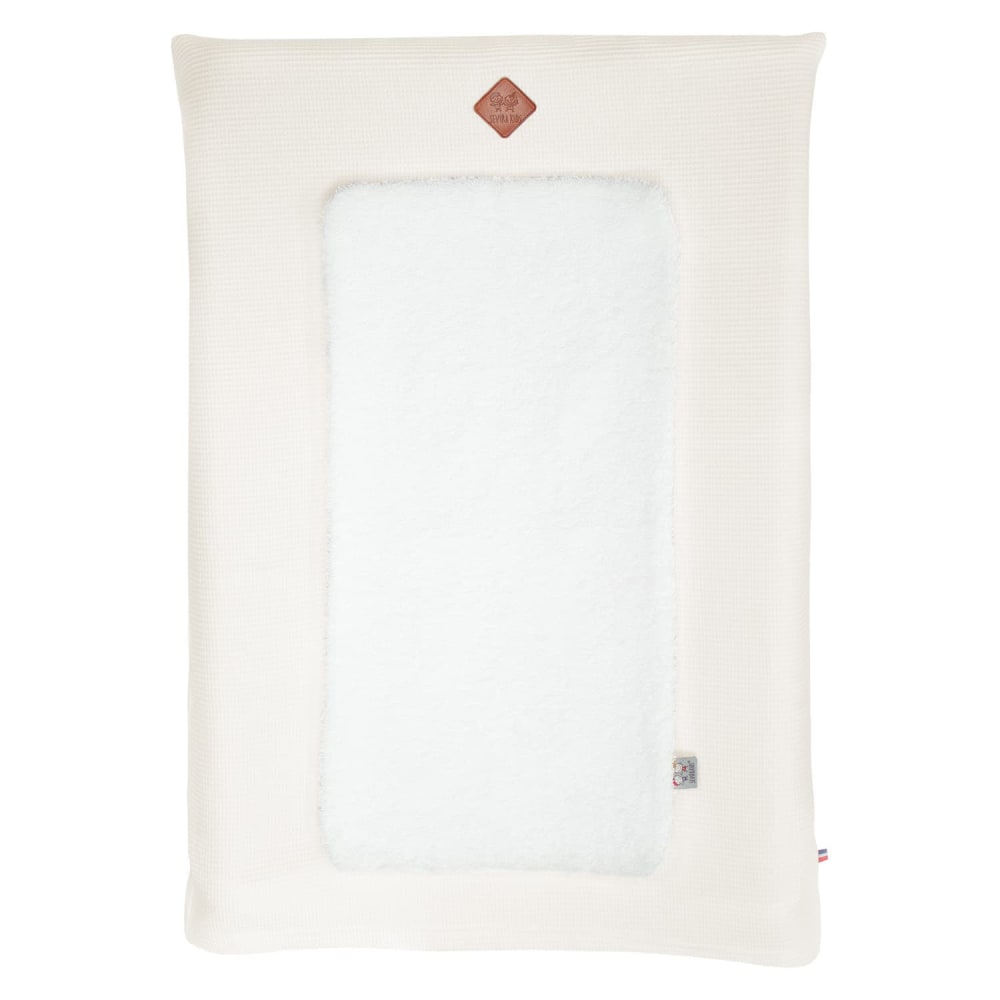 Housse matelas à langer bébé + tapis en coton écru 70x50 cm