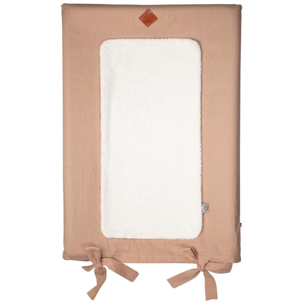 Housse matelas à langer bébé + tapis en lin pêche 70x50 cm