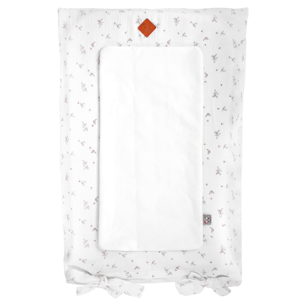 Housse matelas à langer bébé + tapis gaze de coton Blanc 70x50 cm