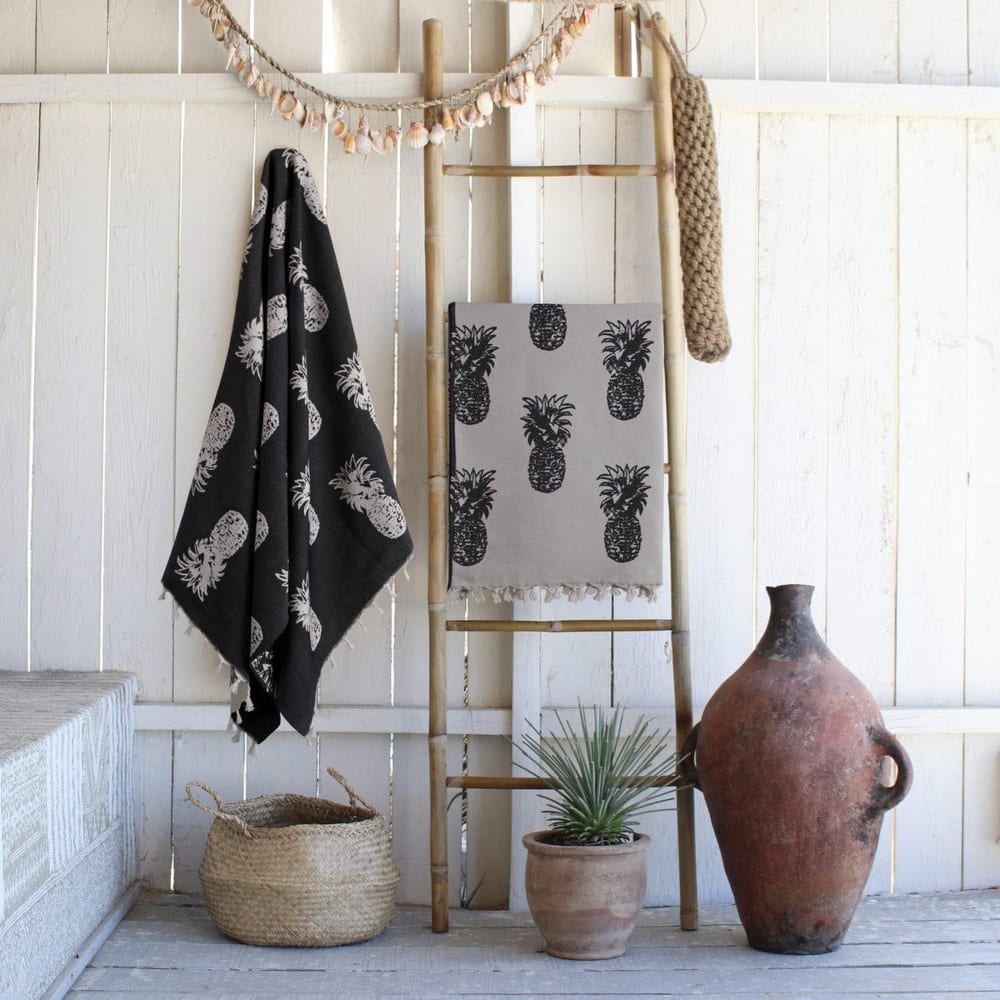 Fouta jacquard coton 100x200 noir - Maisons du Monde