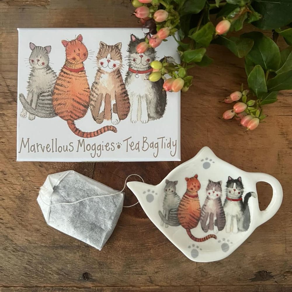 Coupelle pour sachets de thé en porcelaine blanche à motif chats - Maisons du Monde