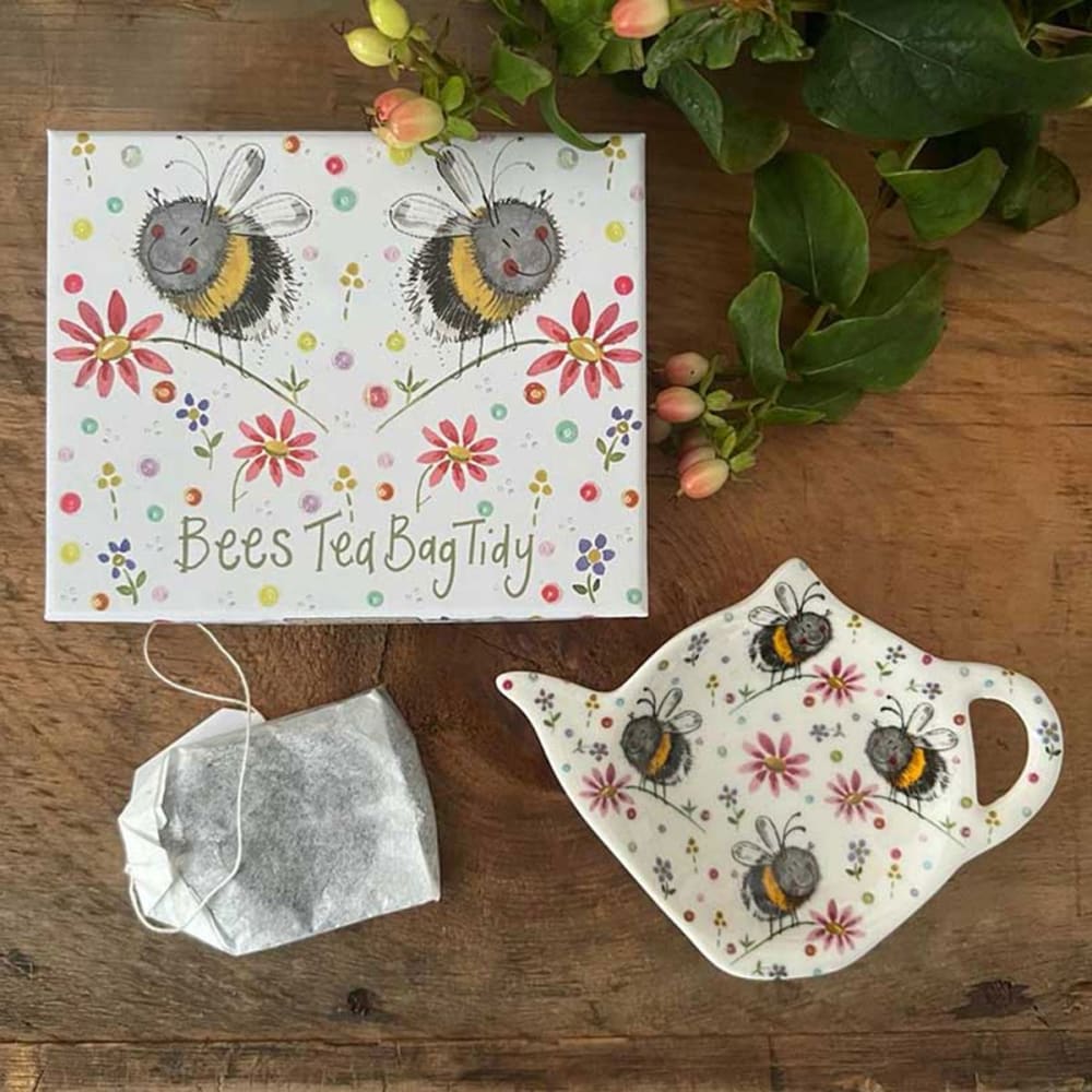 Coupelle pour sachets de thé en porcelaine blanche à motifs abeilles - Maisons du Monde