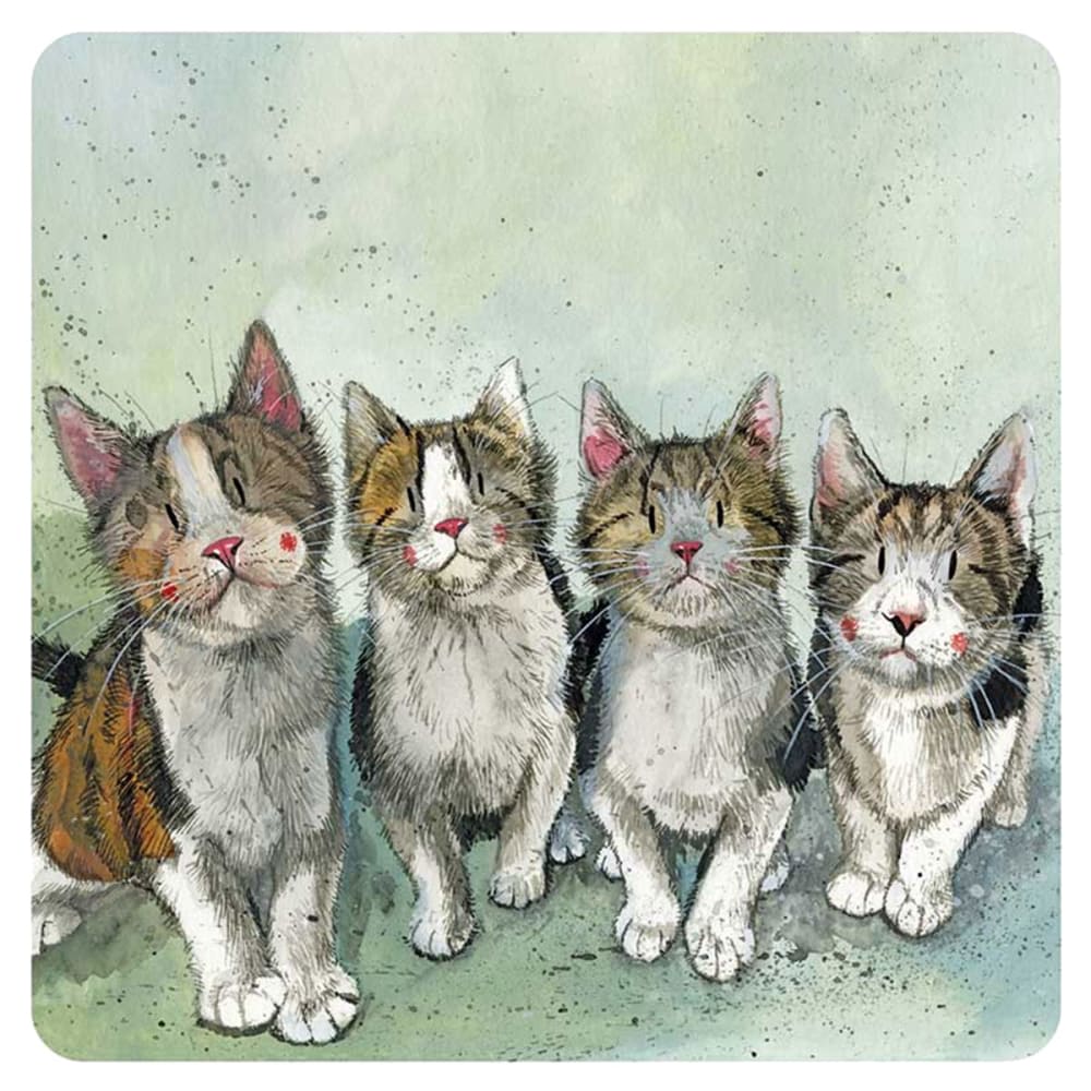 Dessous de verre à motifs chats vert