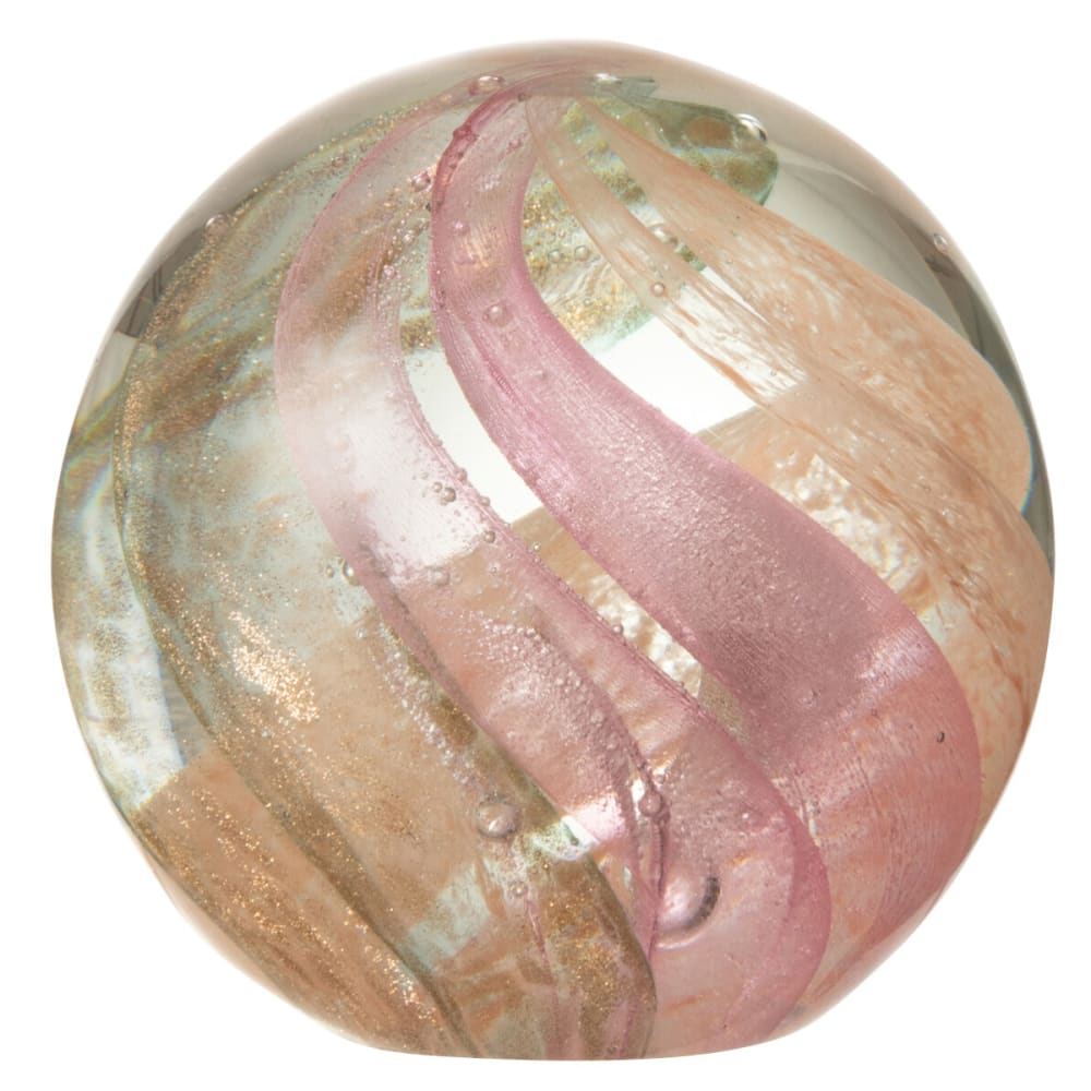 Jolipa Presse papier ouragan en verre rose et or D10 cm Transparent