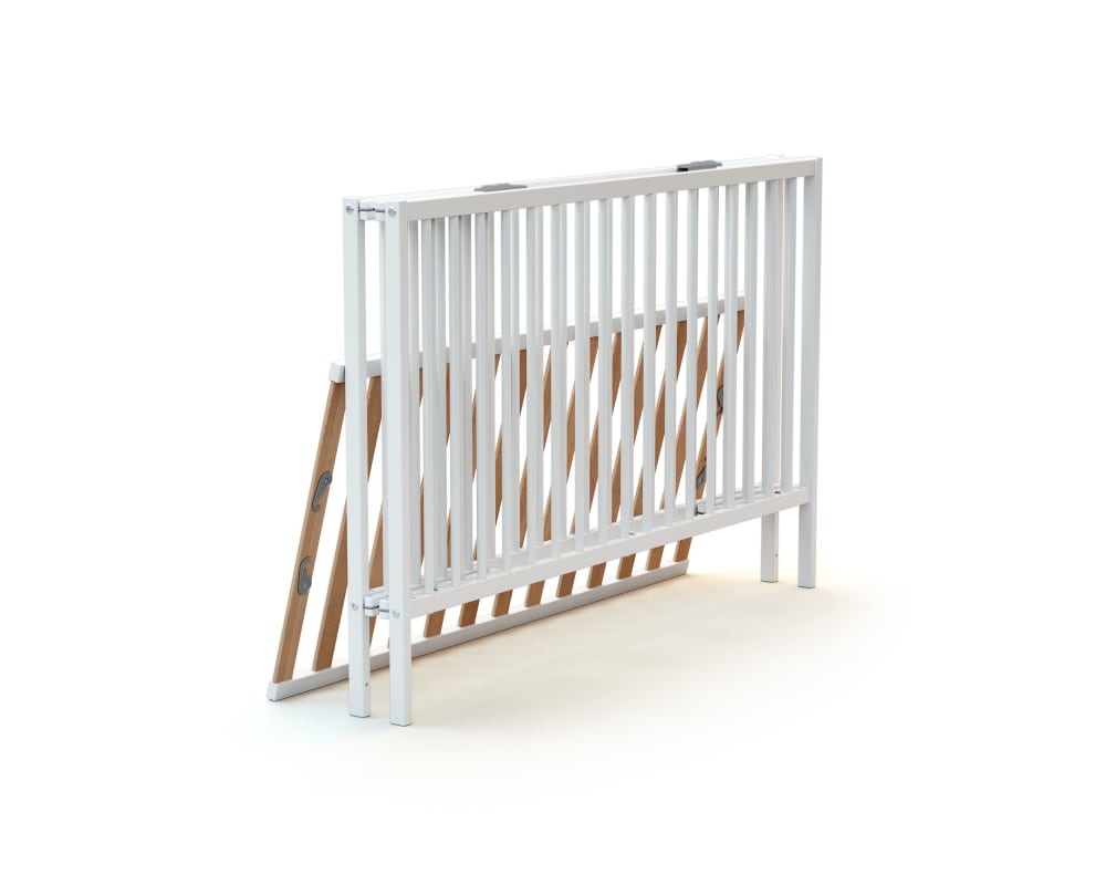 Lit bébé pliant en bois avec matelas blanc 60x120 - Maisons du Monde
