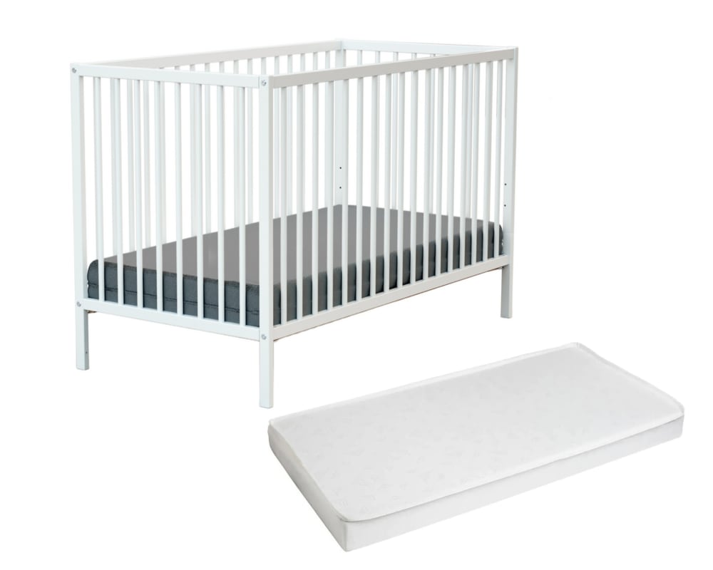 Lit bébé en bois avec matelas Blanc