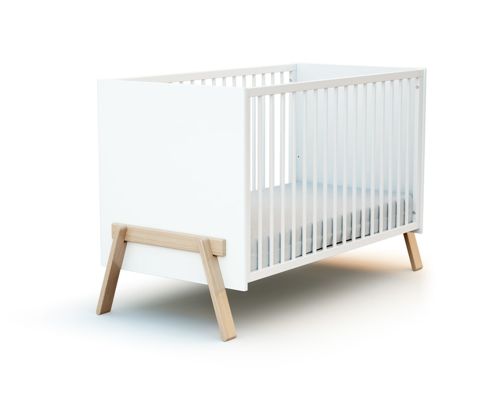 AT4 Babybett Holz Weiß und Buche 60 x 120 WEISS SPANPLATTE Baby