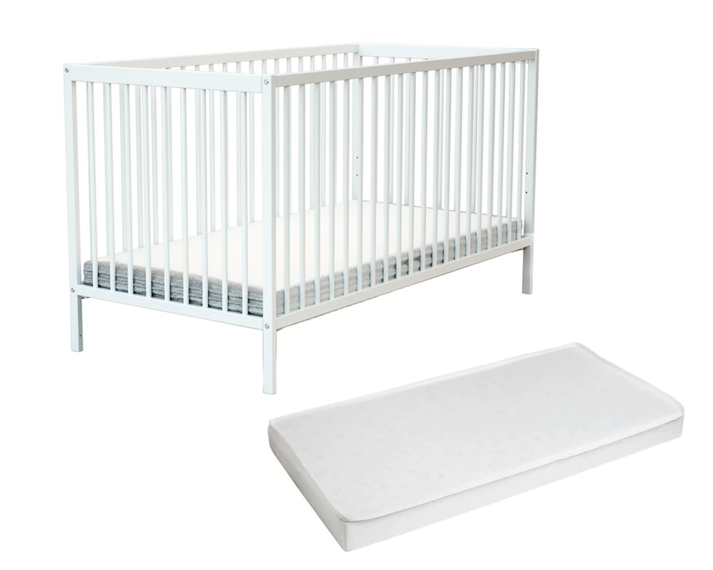 Lit bébé en bois avec matelas en bois blanc