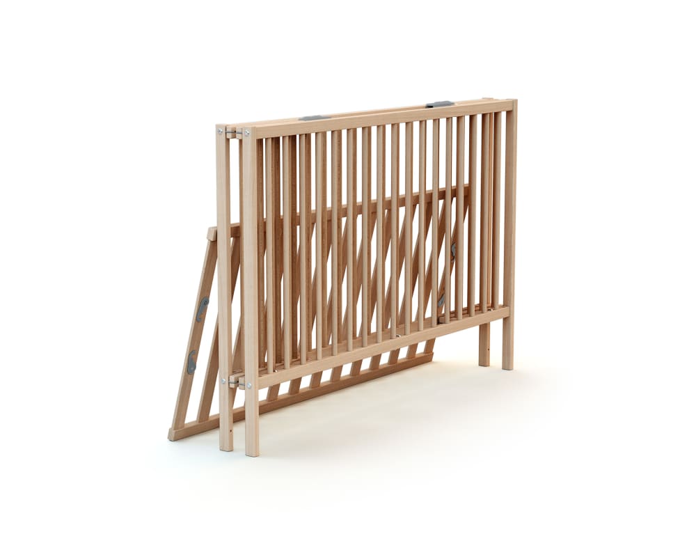 Webaby Klappbares Babybett mit Matratze Holz Buche Natur 60x120 BRAUN HOLZ Baby