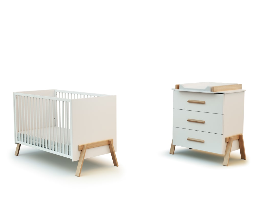 Duo Lit Bébé et Commode en bois