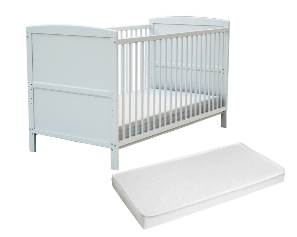 Lit bébé évolutif en bois avec matelas en bois Blanc