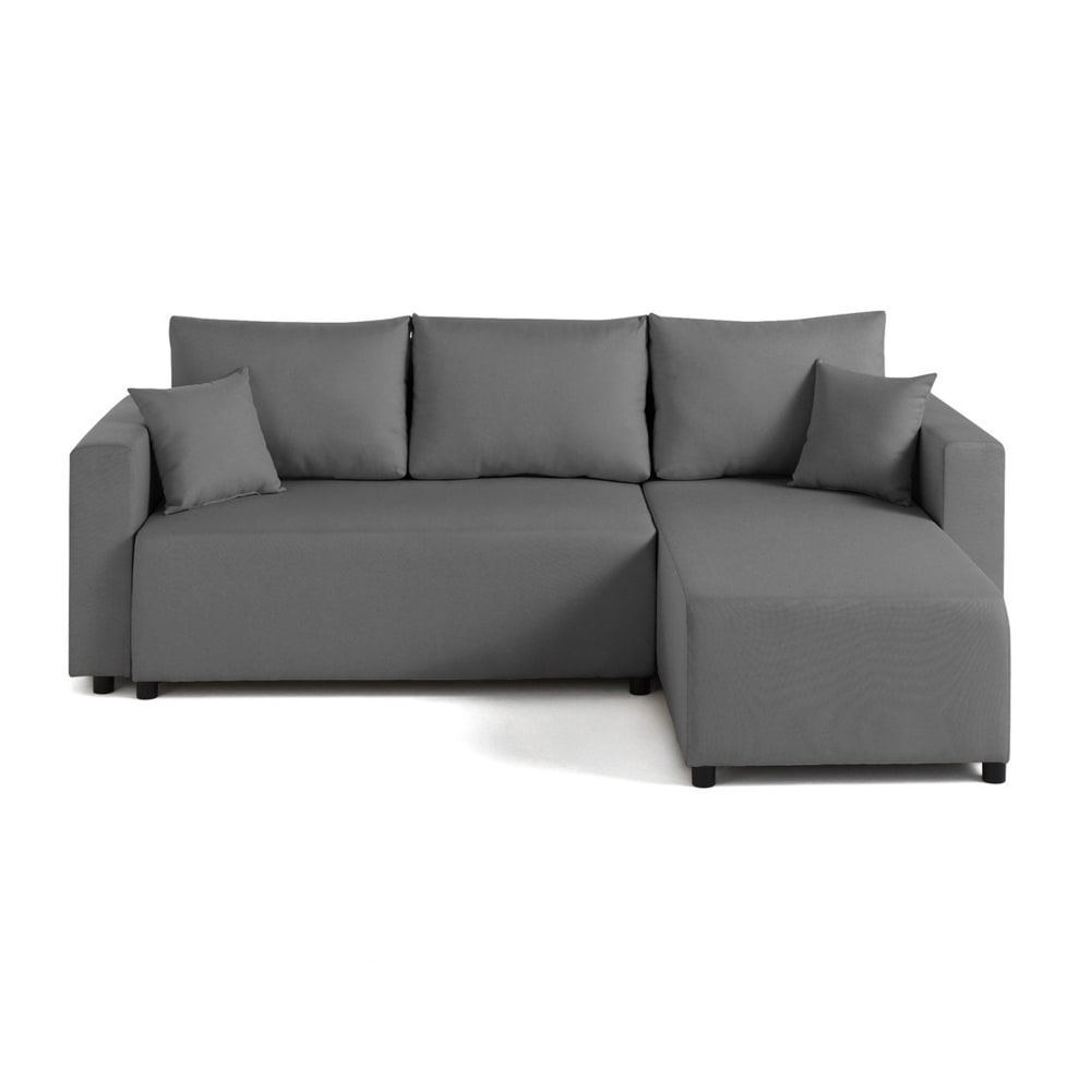 Canapé d'angle réversible convertible 4 places en tissu gris