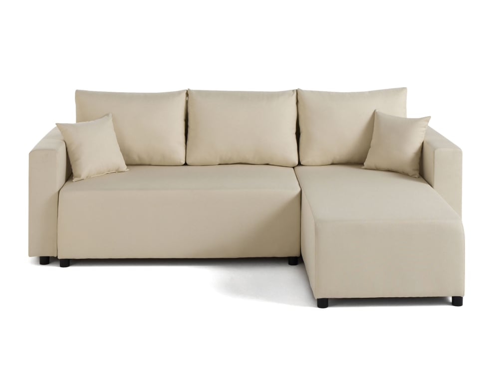 Canapé d'angle réversible convertible 4 places en tissu beige - Maisons du Monde