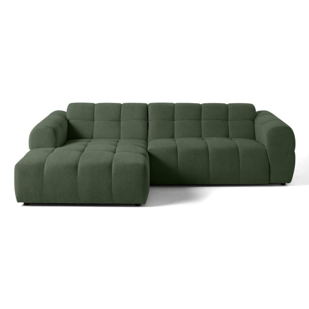 Canapé d'angle 4 places en tissu texturé vert