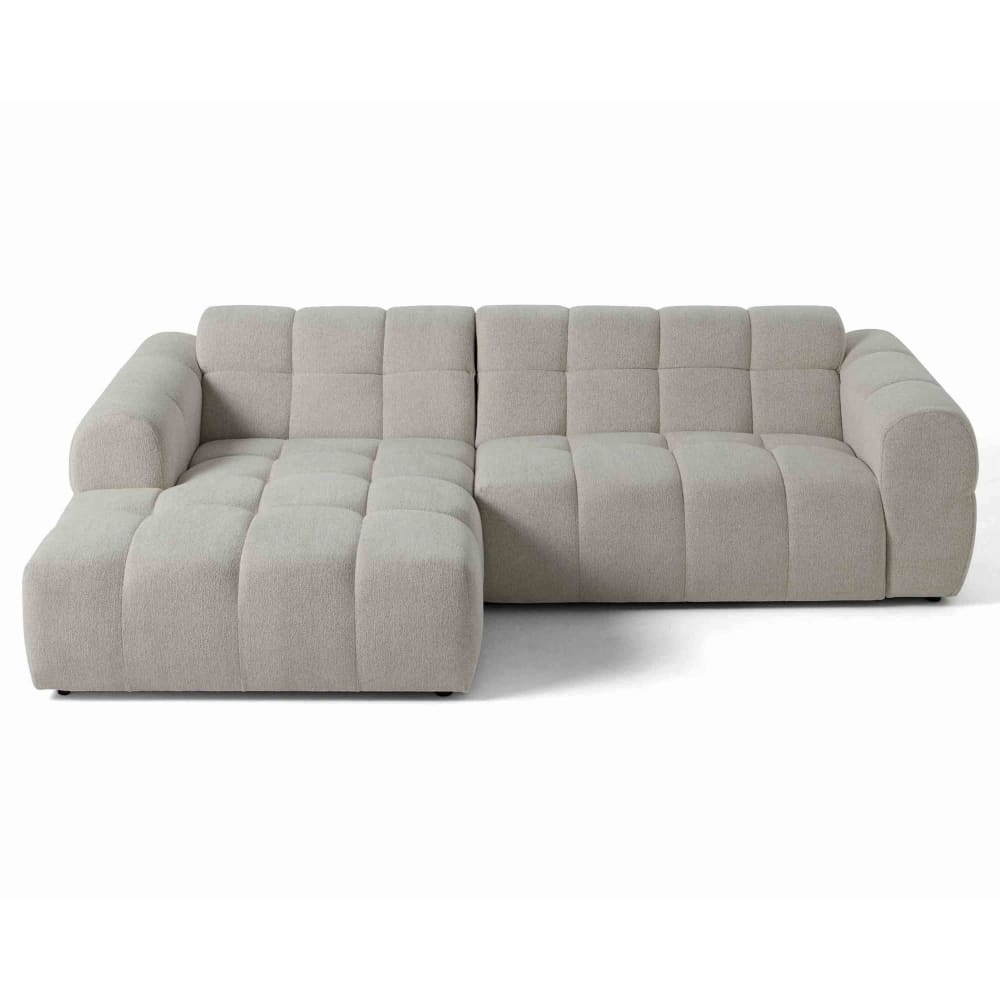 Canapé d'angle 4 places en tissu texturé beige