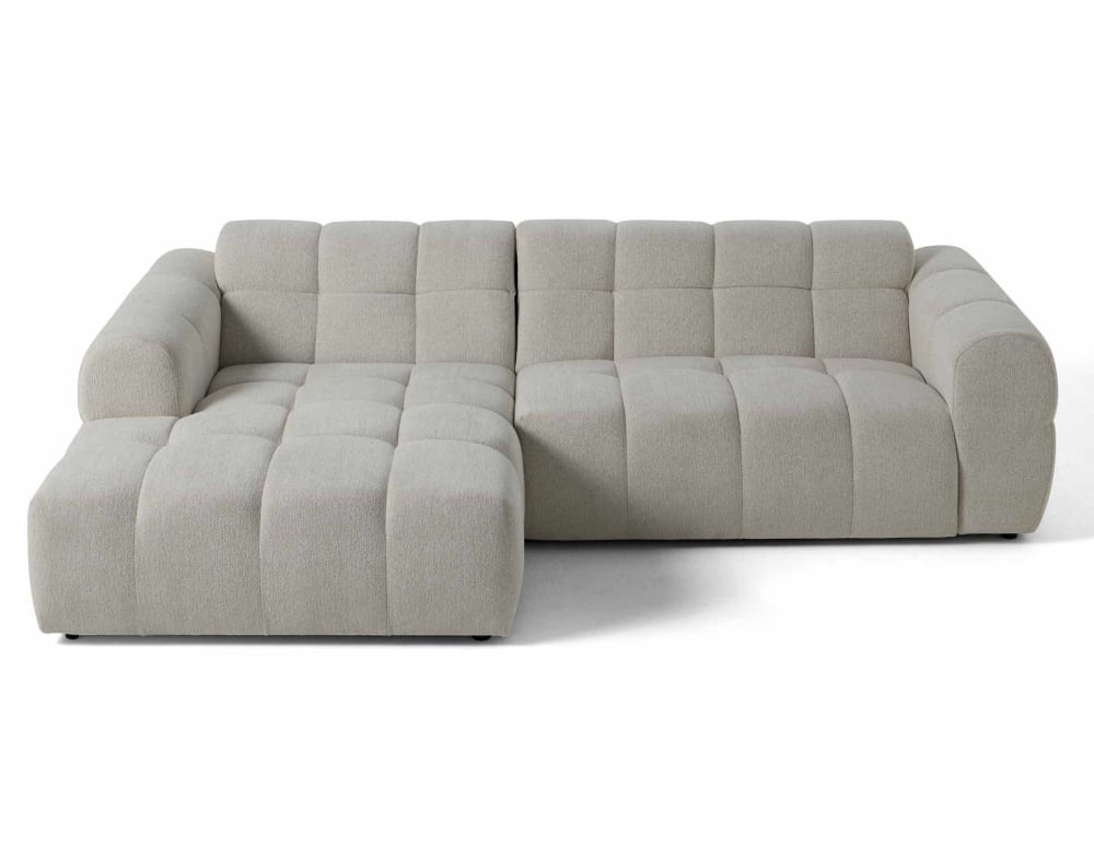 Canapé d'angle 4 places en tissu texturé beige - Maisons du Monde