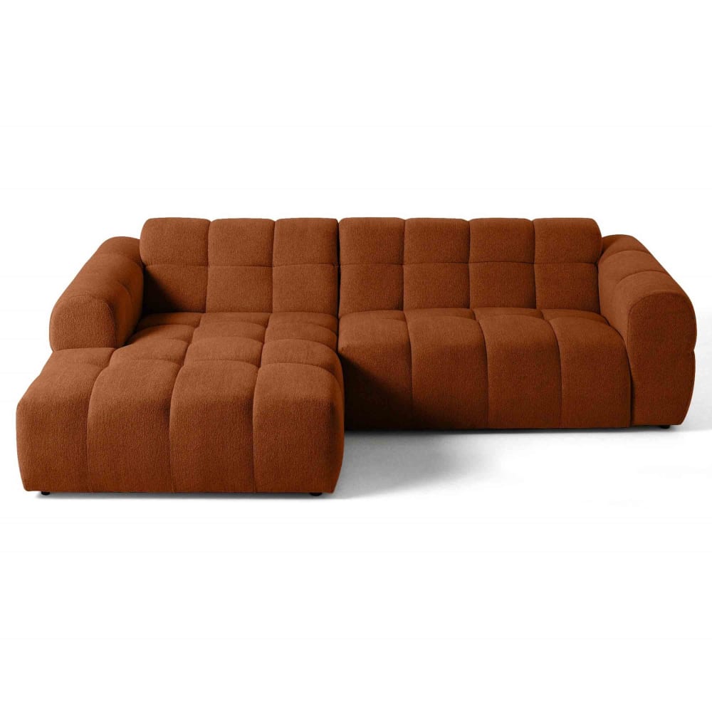 Canapé d'angle 4 places en tissu texturé rouille