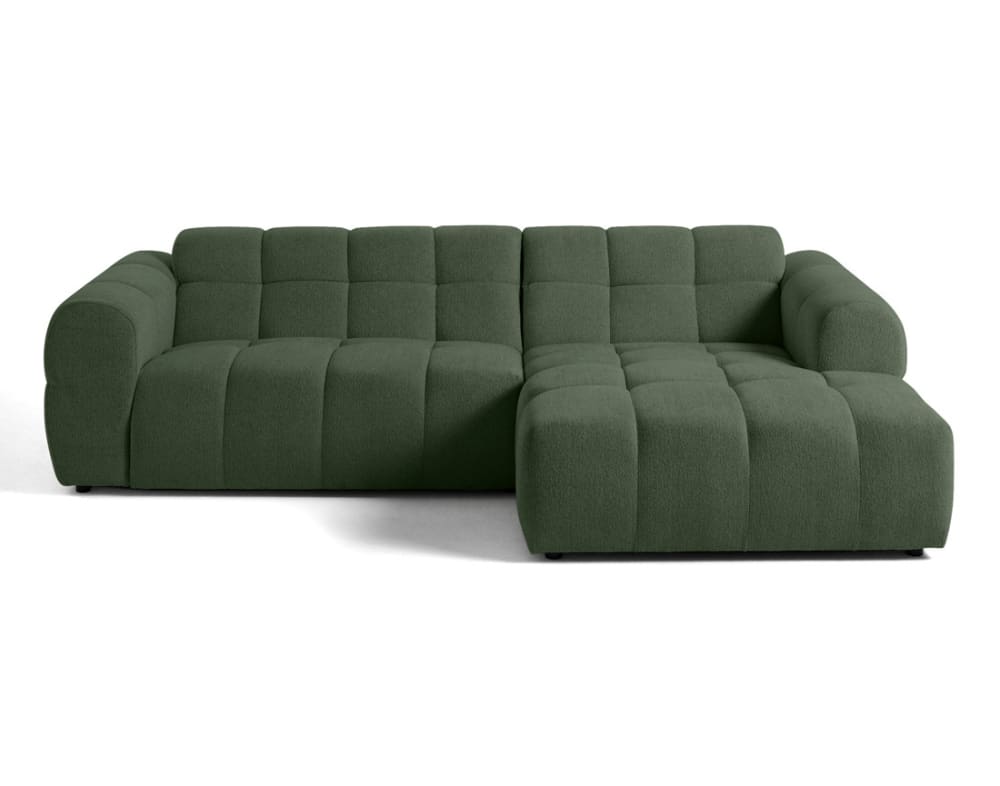 Canapé d'angle 4 places en tissu texturé vert