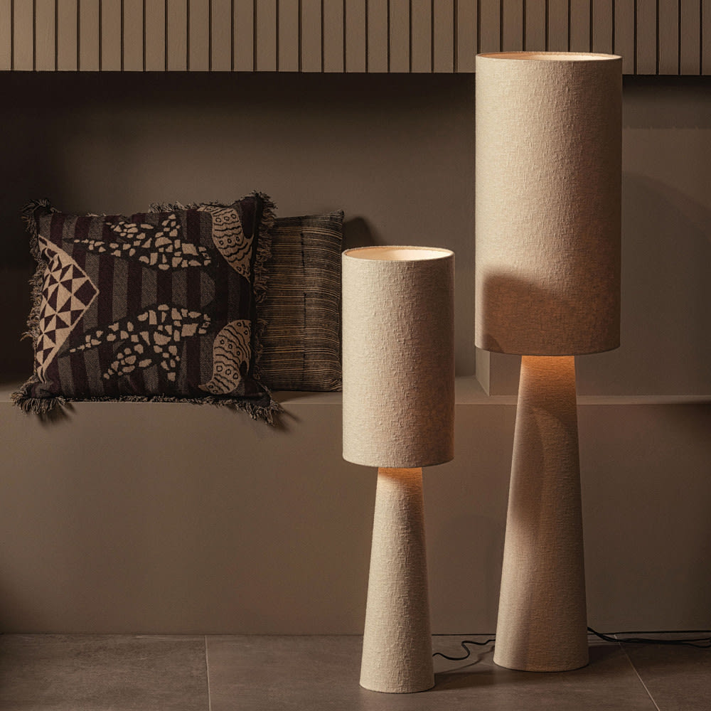 Lampadaire en tissu bouclette h90cm - beige — vue 3
