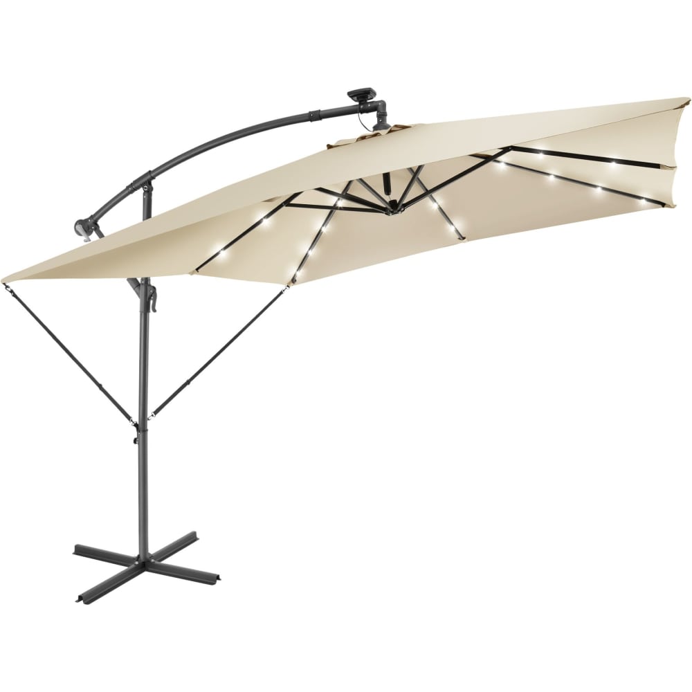 Parasol 250 x 250 cm avec éclairage LED solaire