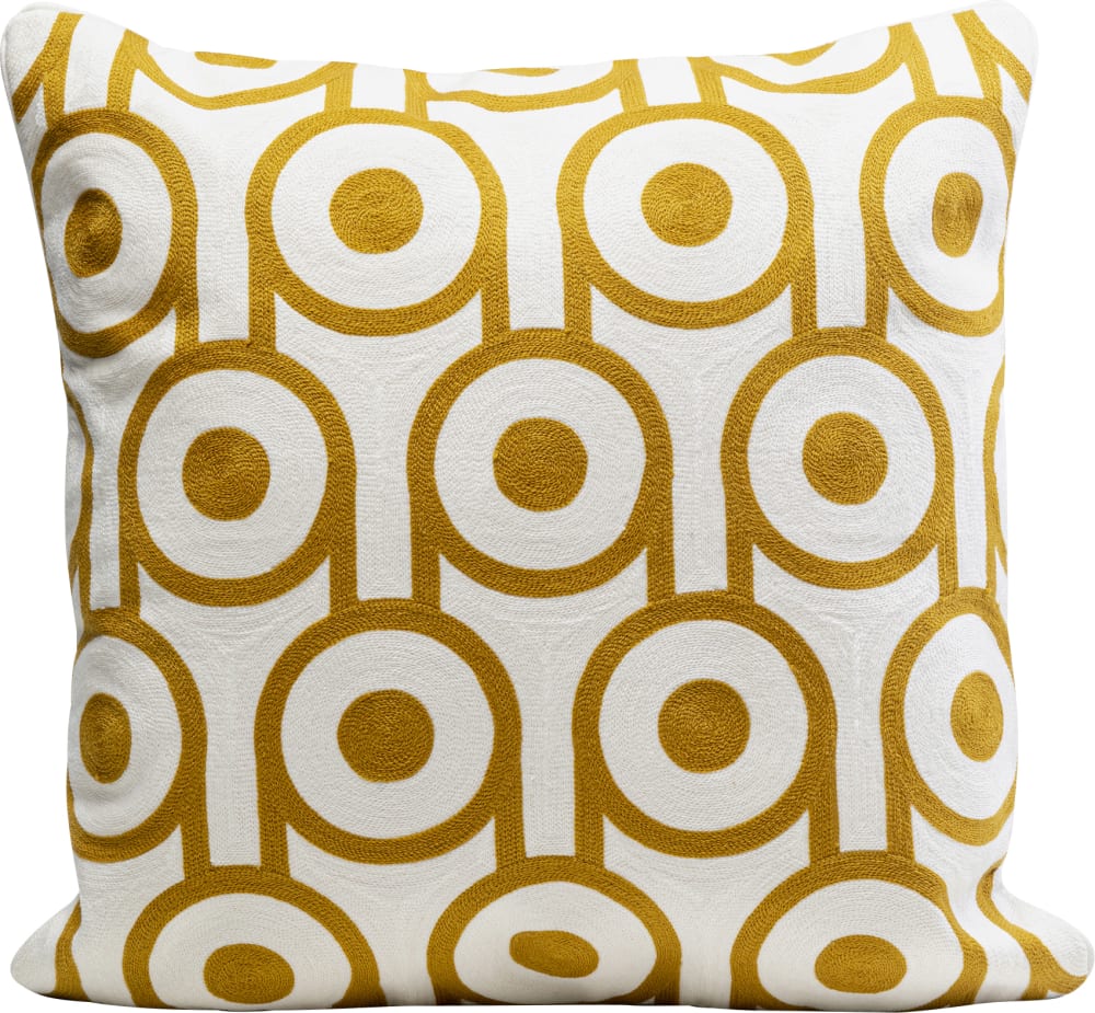 Coussin ronds en polyester jaune et blanc Coussin ronds en polyester jaune et blanc