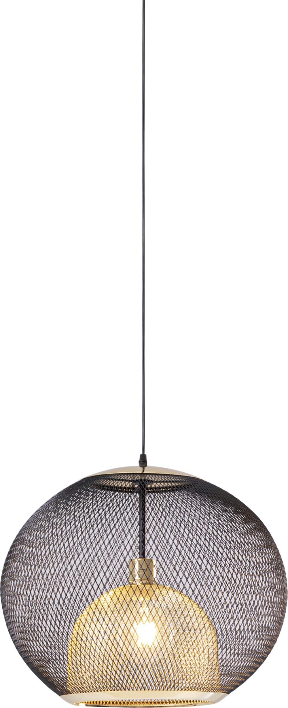 Suspension grille en acier noir et doré