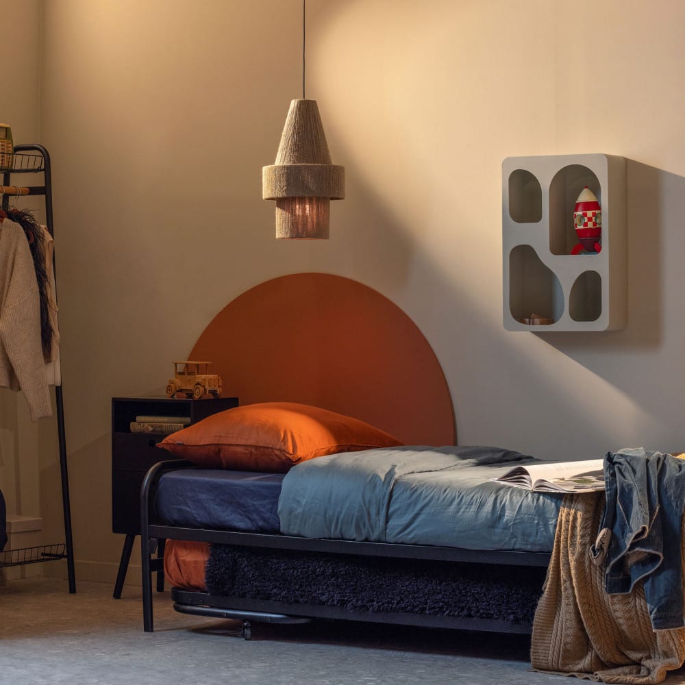 Lit en métal pliable 90x200cm - noir - Maisons du Monde