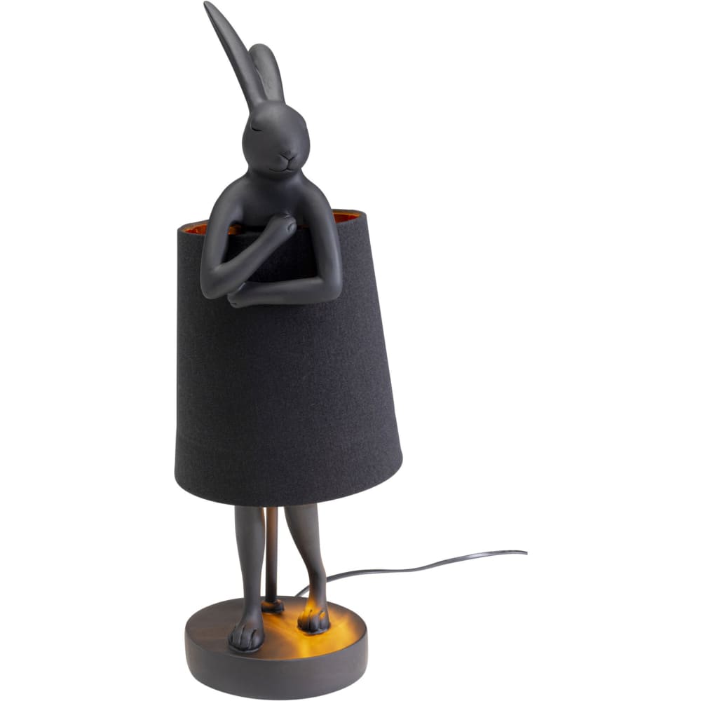Lampe lapin en polyrésine et lin noir H50