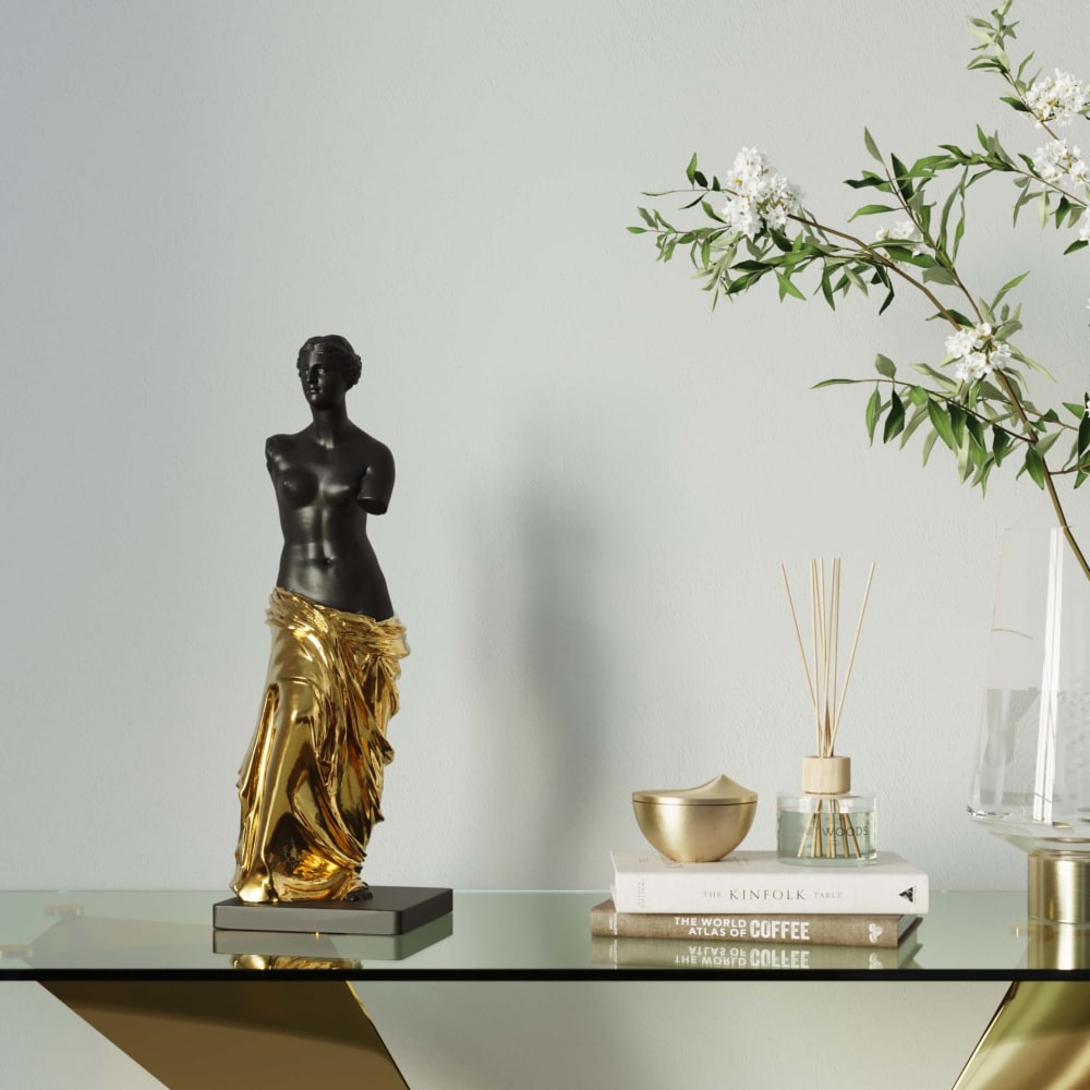 Statuette femme antique en polyrésine noire et dorée - Maisons du Monde