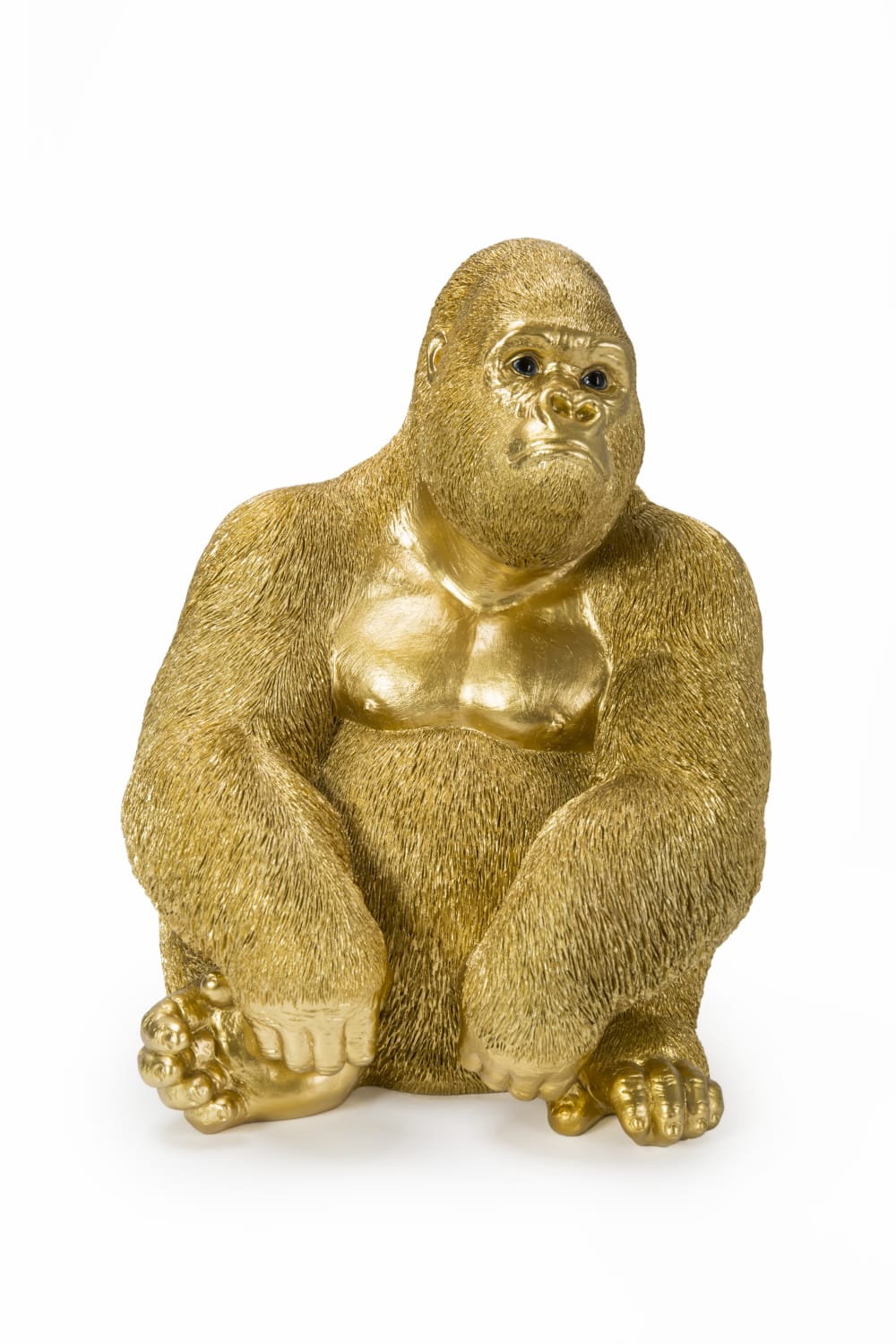 Kare Design Dekofigur Sitzender Affe aus Polyresin, gold, H39cm style exotic - Harz