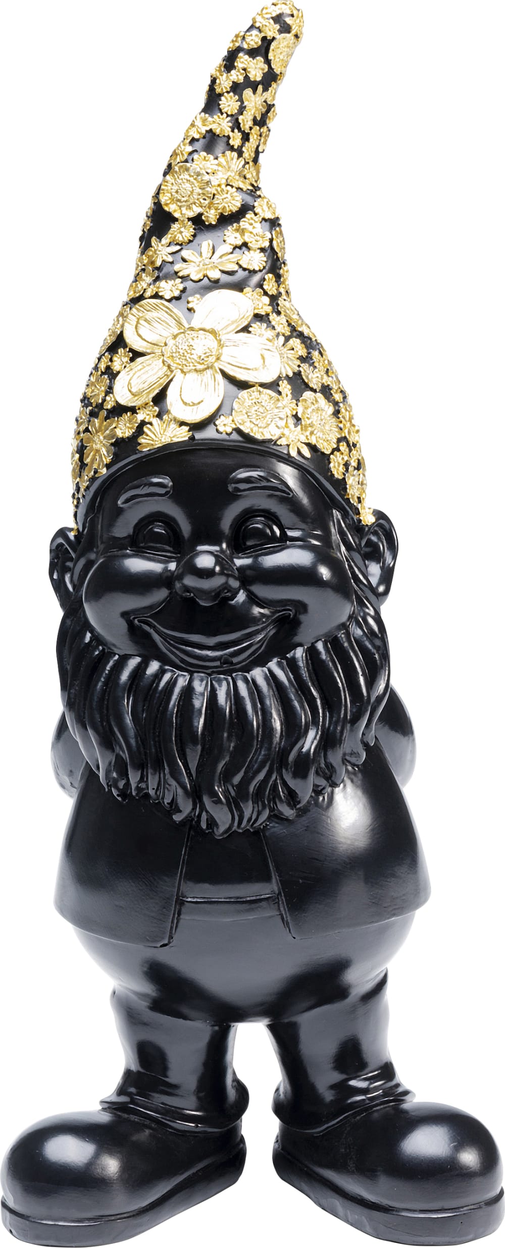 Kare Design Dekofigur Stehender Zwerg aus Polyresin, schwarz und gold, H30cm - Harz