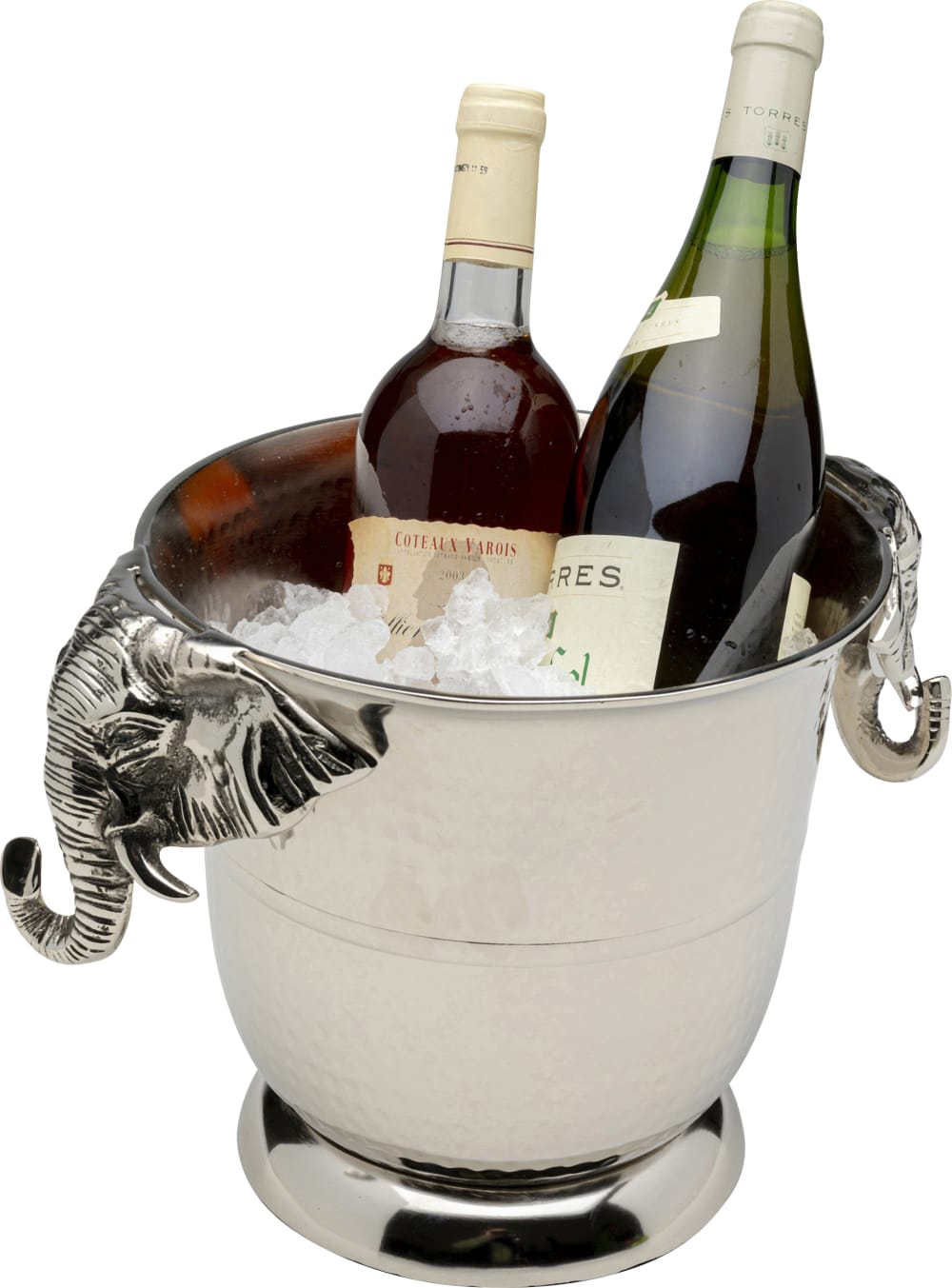 Seau à champagne deux éléphants en aluminium