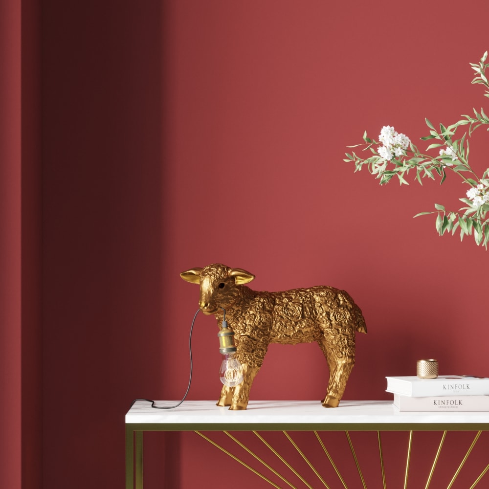 Lampe mouton à fleurs en polyrésine dorée - Maisons du Monde