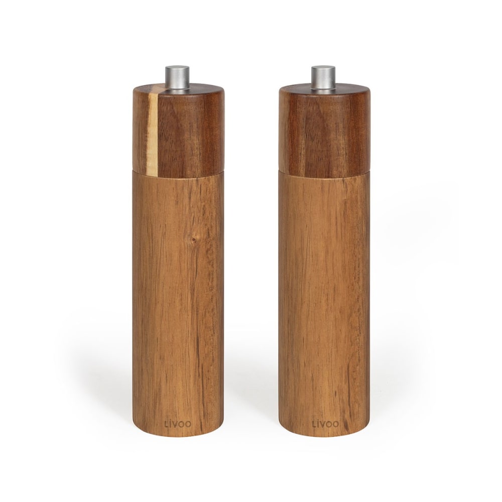 Set de 2 moulins sel et poivre manuels bois