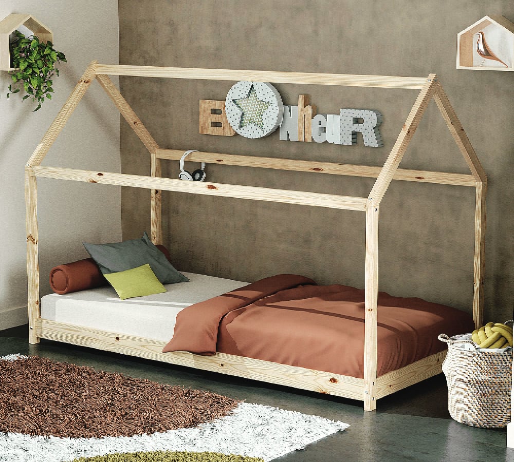 Lit enfant cabane 90 x 190 en bois - Maisons du Monde