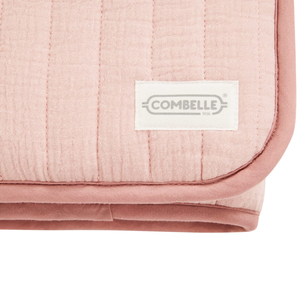 Tour de lit protège barreaux en gaze de coton bio rose