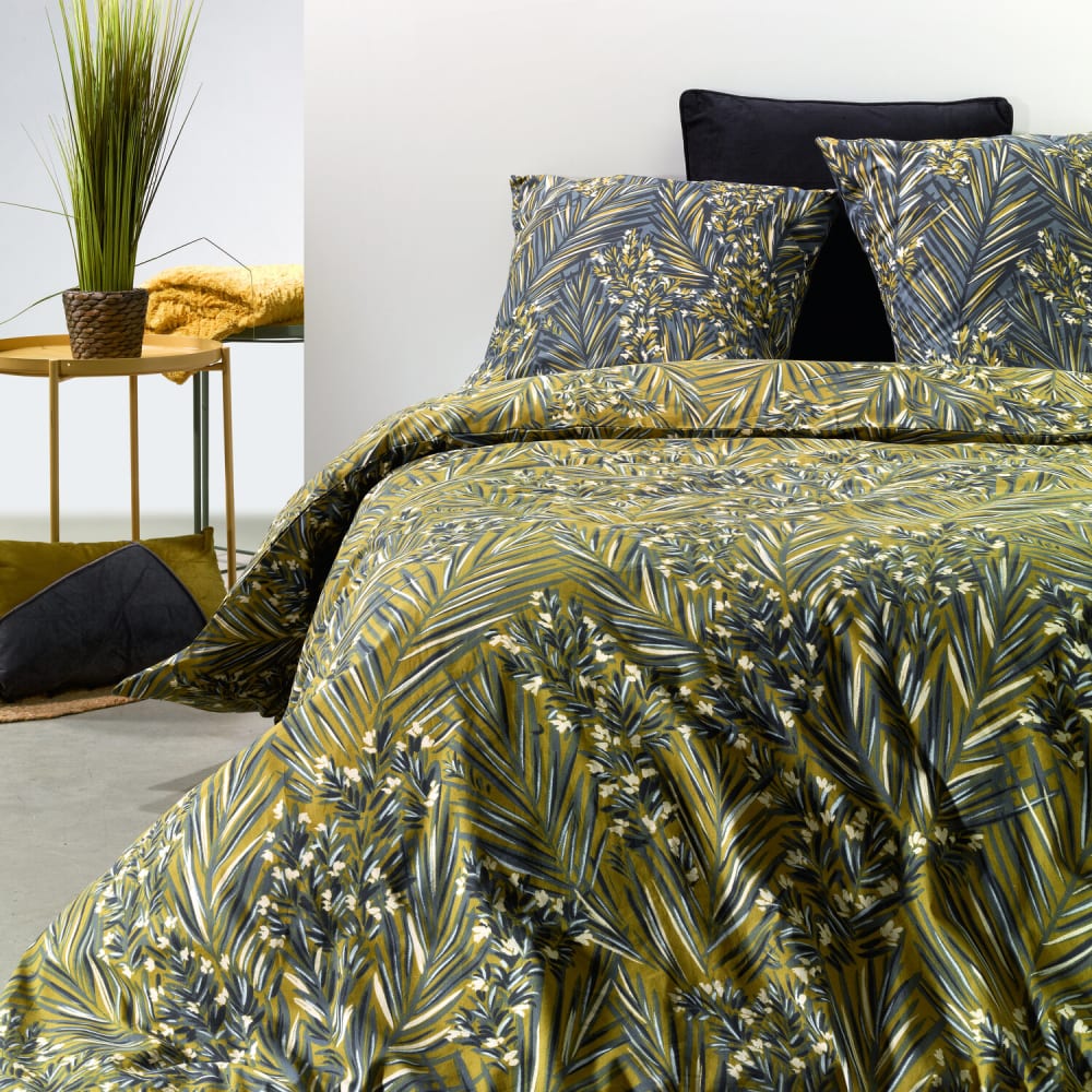 Parure housse de couette coton bio imprimée + 2 taies 260x240 cm