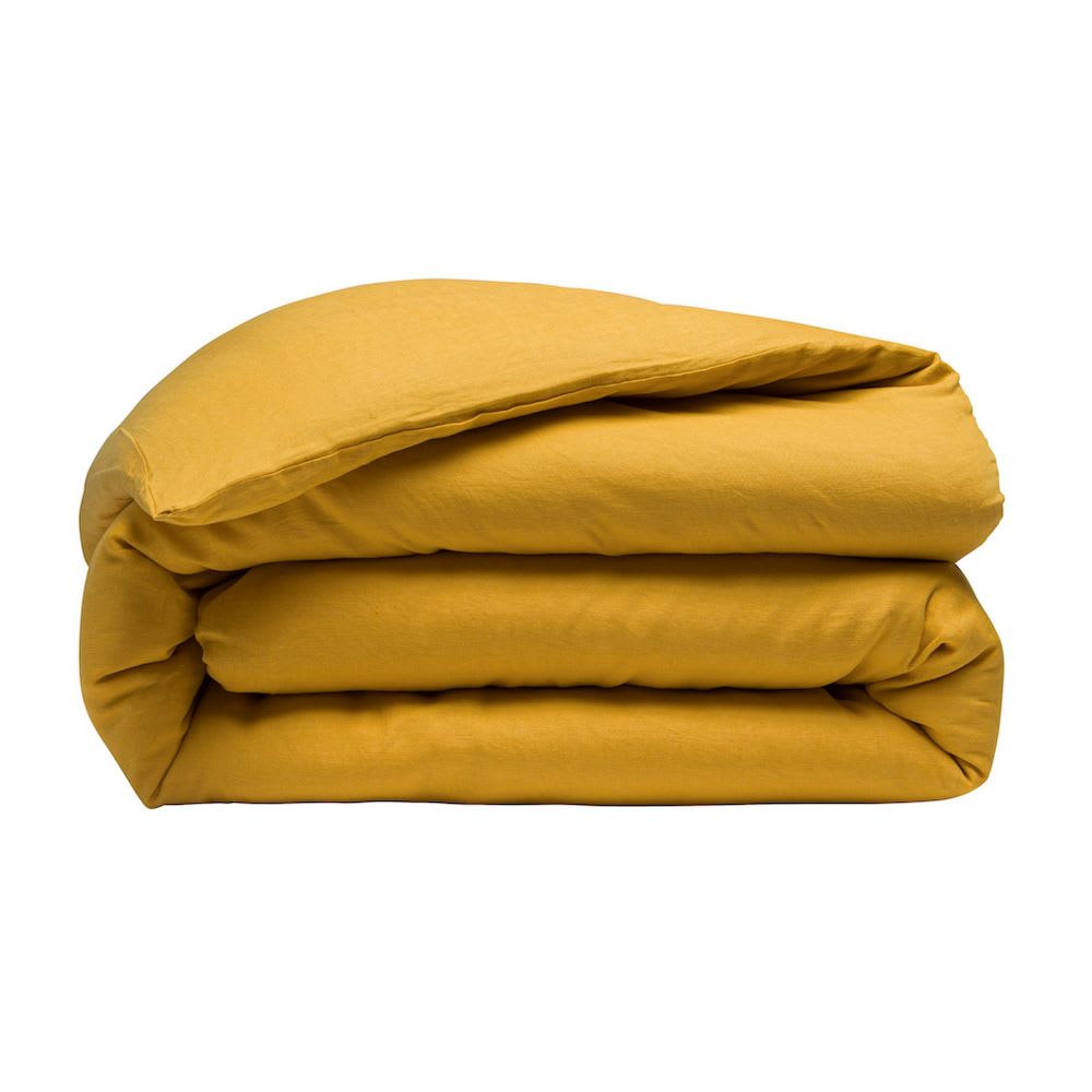 Housse de couette lin lavé jaune 240x260 cm - Maisons du Monde