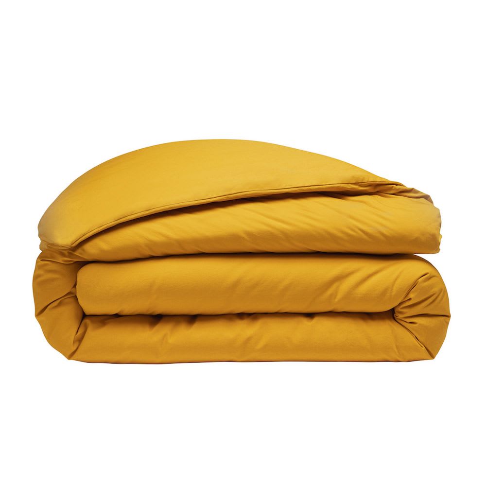 Housse de couette percale de coton lavé jaune 240x260 cm — vue 3